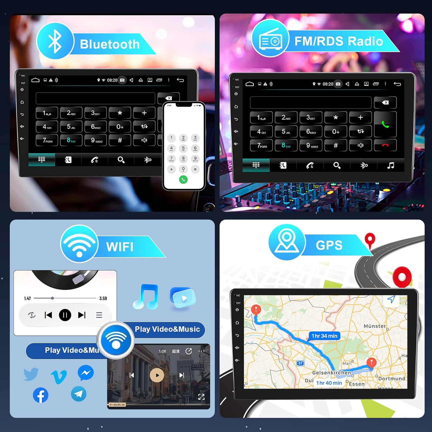 Ikasus Car Stereo for Fiat Ducato 3 Peugeot Boxer 2 Citroen Jumper 2 2006-2023 GPS Mirror Link Wireless Android Auto Carplay Rear Camera 9Inch 2+32G