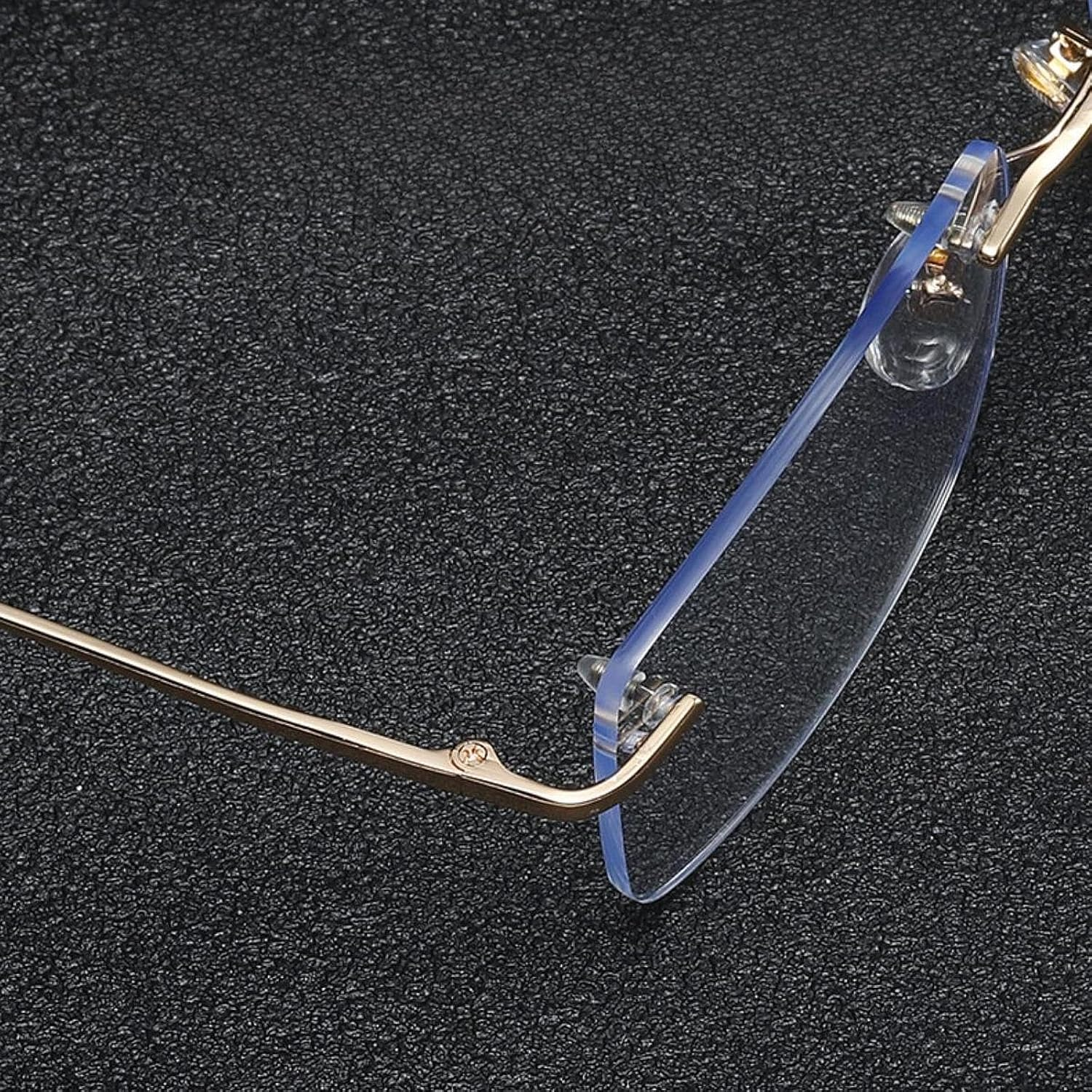 Anti Blue Light Glasses, Computer Glasses, Rimless Frame PC Lens Stylish for Men and Women - Gold image number 5