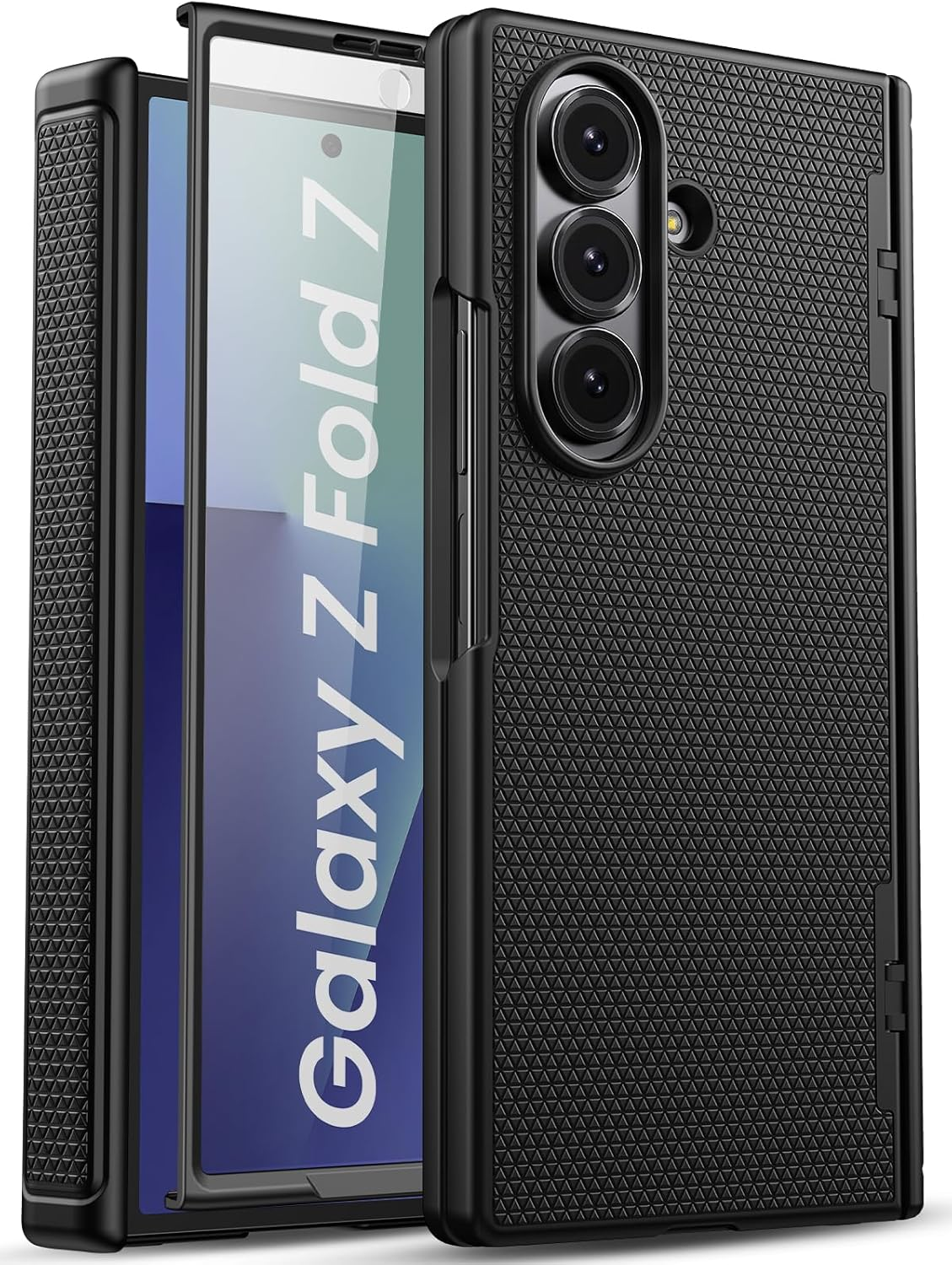 For Samsung Galaxy Z Fold 7 Slim Case with Stand, Glass Screen Protector, Full Hinge Protection, Thin & Rugged, Shockproof Protective Phone Case Cover for Samsung Galaxy Z Fold7 2025, Purple