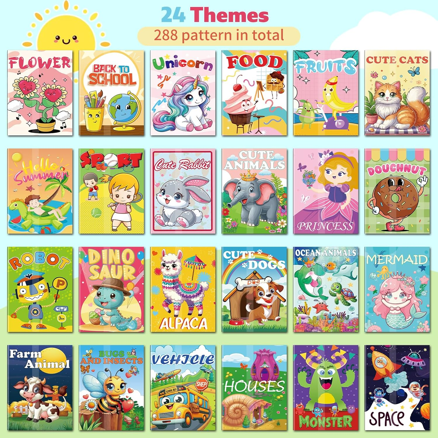 Elfew 24 Pack Colouring Books for Children Ages 2-4,4-8, Bulk Colouring Books, Kids Party Favour Gift,Mini Colouring Book Set for Goodie Bags Stuffer Fillers