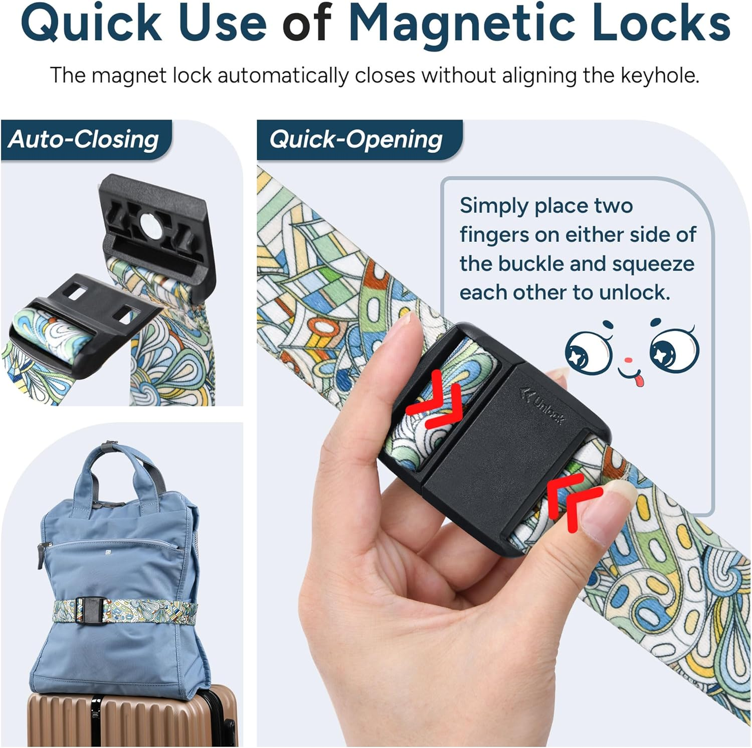 Travel Inspira Luggage Strap with TSA Combination Lock - Adjustable, Easy to Use, Protect Your Luggage (Rose Window) image number 3