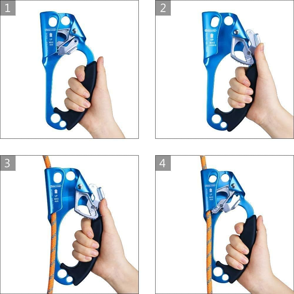 Hand Ascender Rock Climbing Tree Arborist Rappelling Gear Equipment Rope Clamp for 8 12MM Rope-Blue image number 1
