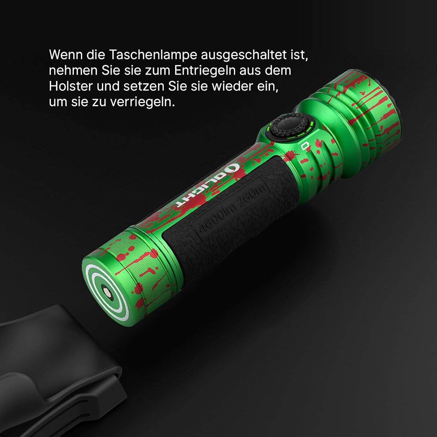 Ollght Seeker 4 Pro LED Torch with Holster, 4600 Lumens and 260 M Light Range, USB-C Rechargeable Lamp, 15 Days, Battery Life, Handheld Lamp for Everyday Use, Outdoor (Zombie Green) image number 3