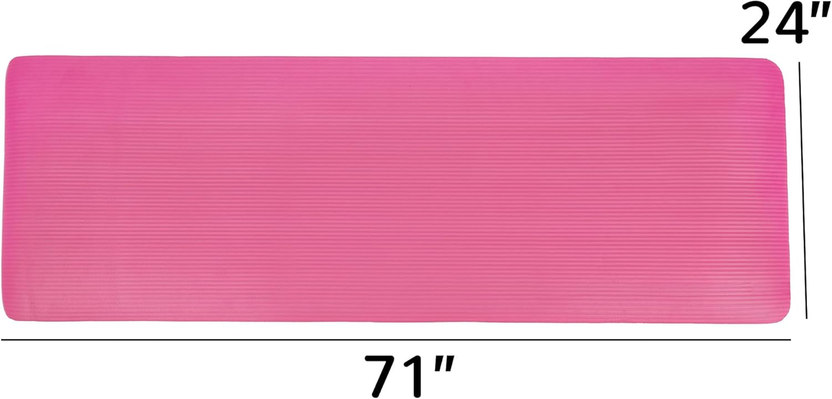 Signature Fitness Extra Thick High Density Anti-Tear Exercise Yoga Mat with Carrying Strap image number 6