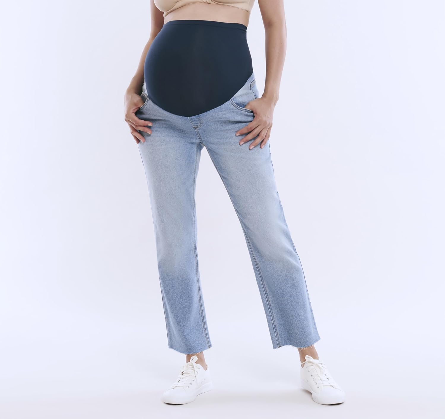Motherhood Maternity Women'S Secret Fit over the Belly Slim Straight Leg Pregnancy Jeans image number 2