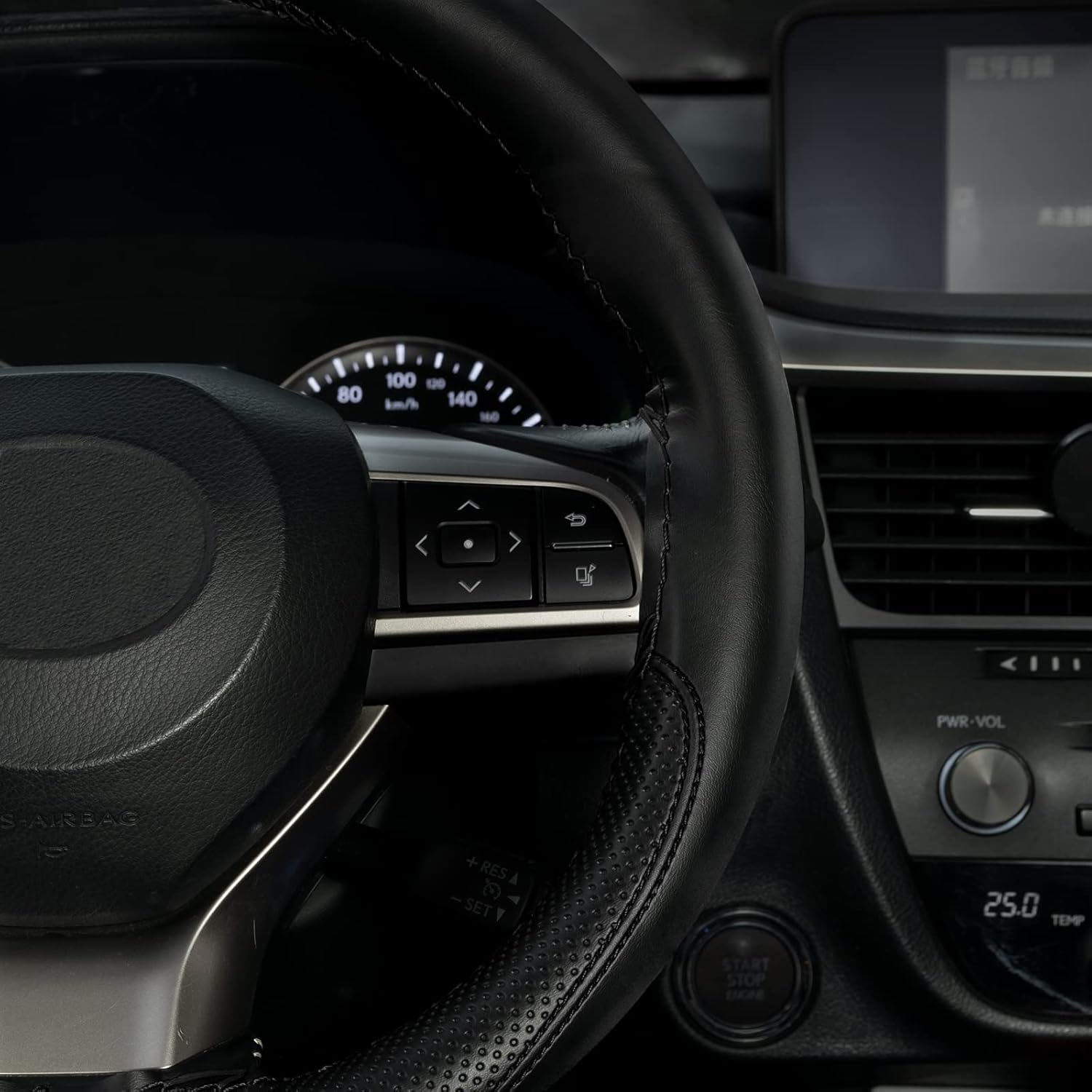 AUTOXBERT Sports Style Hand Sew Steering Wheel Cover Microfiber Leather Car Auto Steering Wheel Cover Stitch on Wrap for Cars, Suvs, Trucks and Autos - Black image number 4