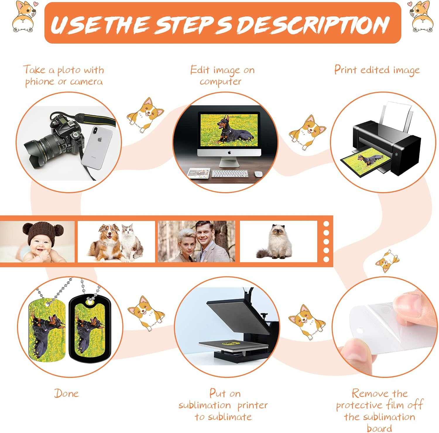 Sublimation Blank Dog Tag Set Aluminum White Stamping Tag Pendants Double Sided Blank Metal Tags with Military Silicone Dog Tag Silencer 23.6 Inch Dog Tag Chain for DIY (6 Sets) image number 1