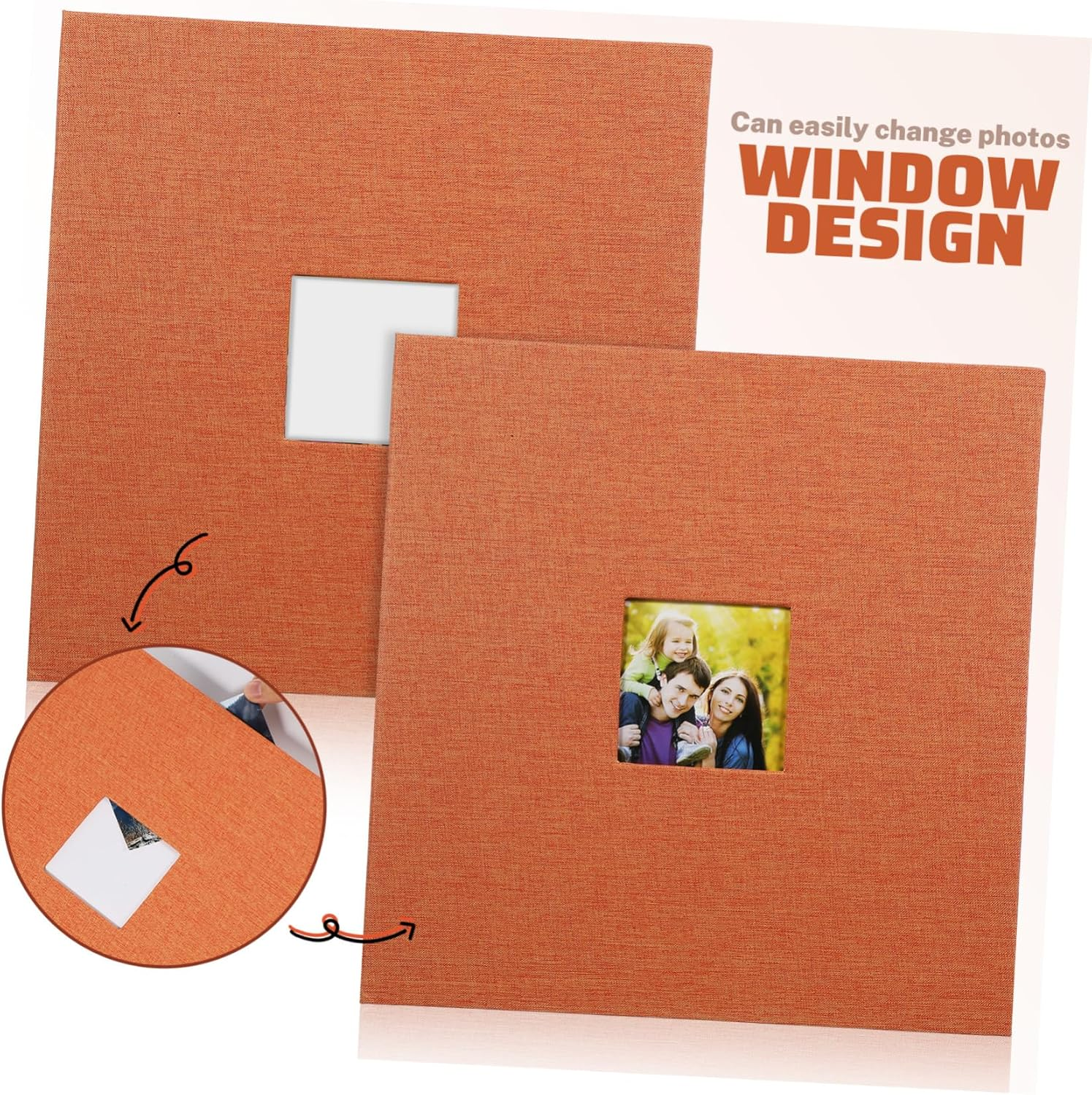 PRETYZOOM Handmade Album Cloth Photo Book Blank Pages Diy Picture Album Hardcover Memory Keepsake Open Window Scrapbook for Family Elegant and Modern Design image number 6