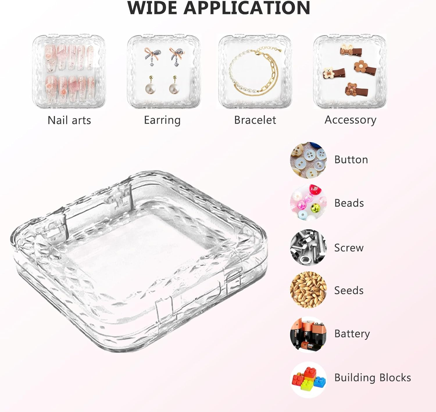 Daily Treasures 92Pcs Press on Nails Packaging Set,16Pcs Rhombic Nail Storage Box(7.5&times;7.5Cm)&60Pcs Upgraded Double Sided Tape &16Pcs Self-Adhesive Bags,Transparent False Nail Display for Nail Business image number 3