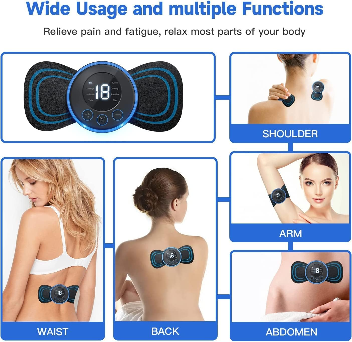 EMS Mini Electric Neck Cervical Massager Pads - 6 Massage Modes,Portable Neck Massager,Usb Neck Wrap for Pain Relief Multi-Function Intelligent Cervical Massager for Whole Body (3 Sets) - 1 Set image number 7