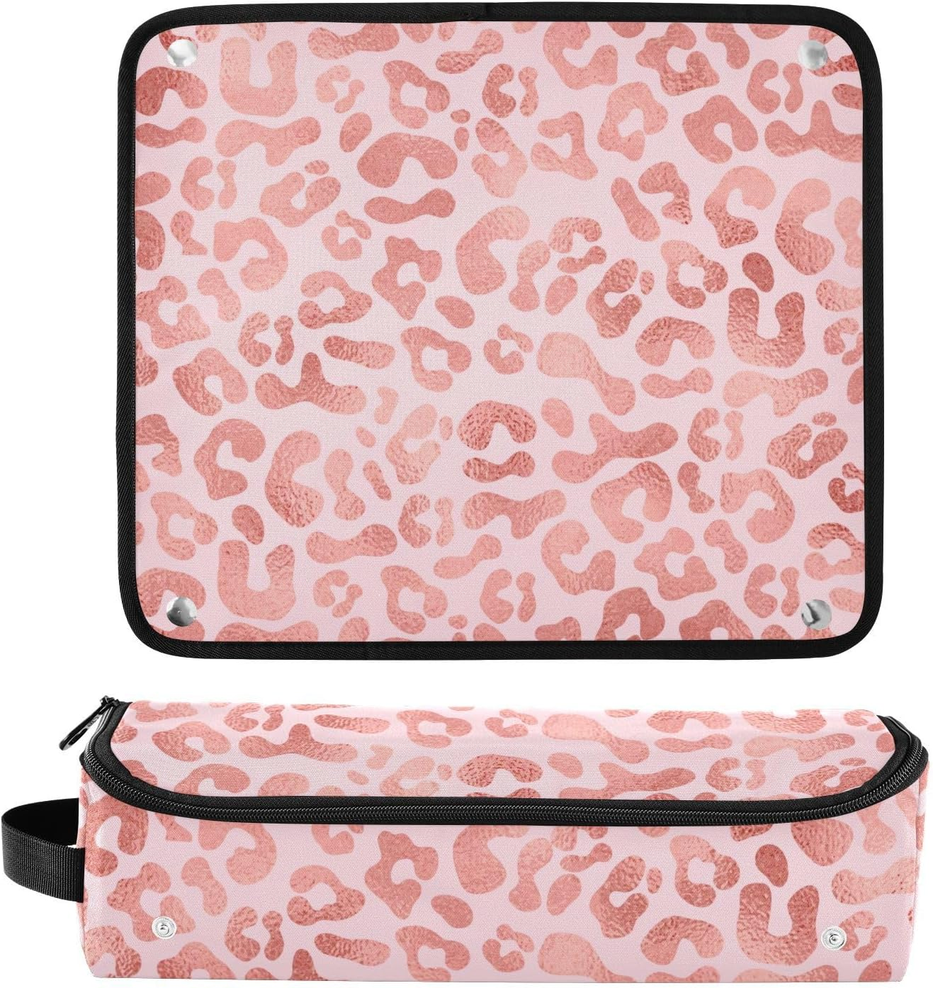 Hair Tools Travel Bag with Heat Resistant Mat Detachable 2-In-1 Curling Iron Travel Case Hot Tools Organizer for Straightener Flat Iron Red Leopard Print