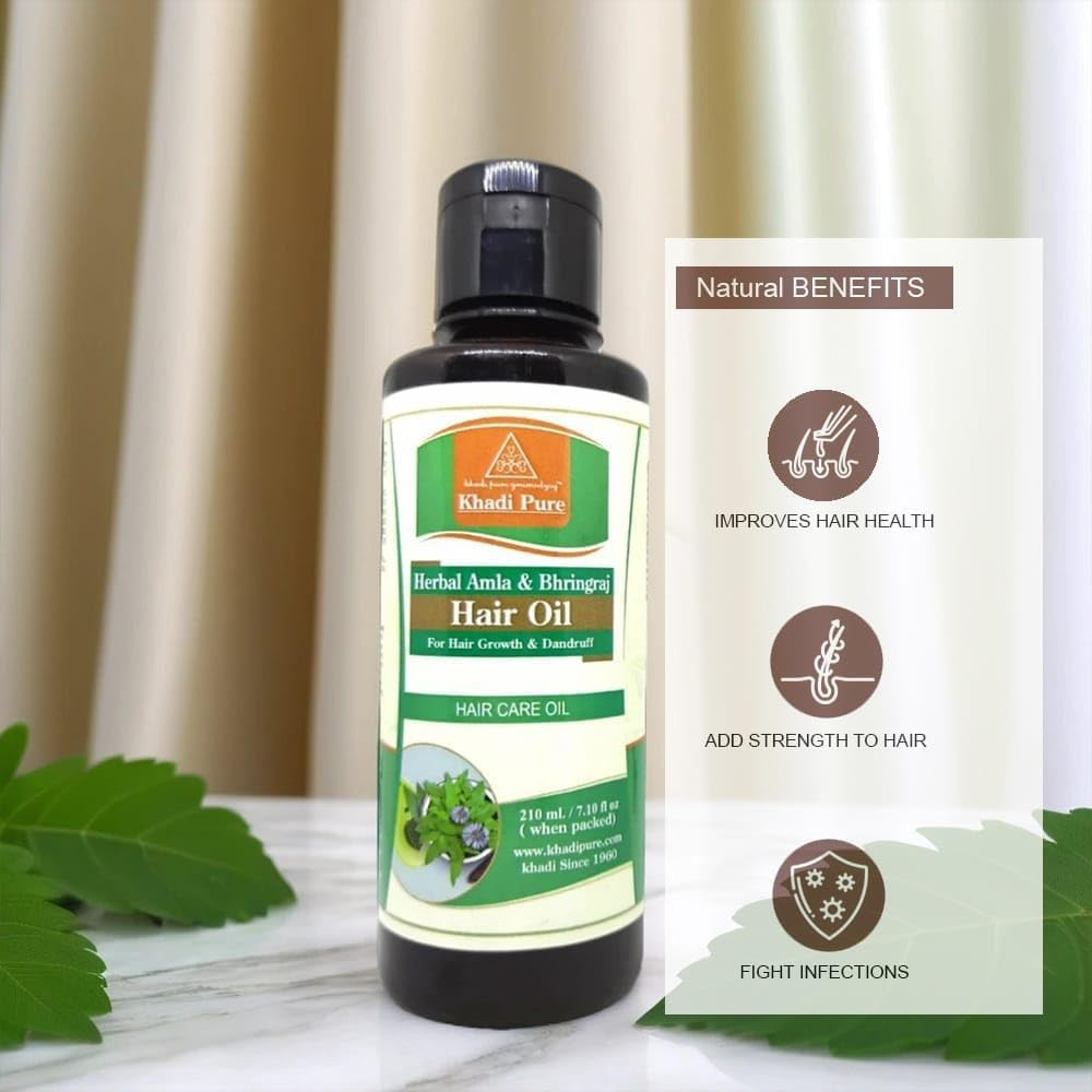 Khadi Pure Amla Bhringraj & Triphala Hair Oil, 210 Ml (Pack of 2) image number 6