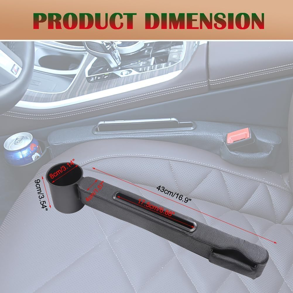 Car Accessories,Car Gap Plug with Pocket Organizer and Removable,3In1 Cup Holder Prevent Small Items from Falling,Car Seat Gap Storage image number 5