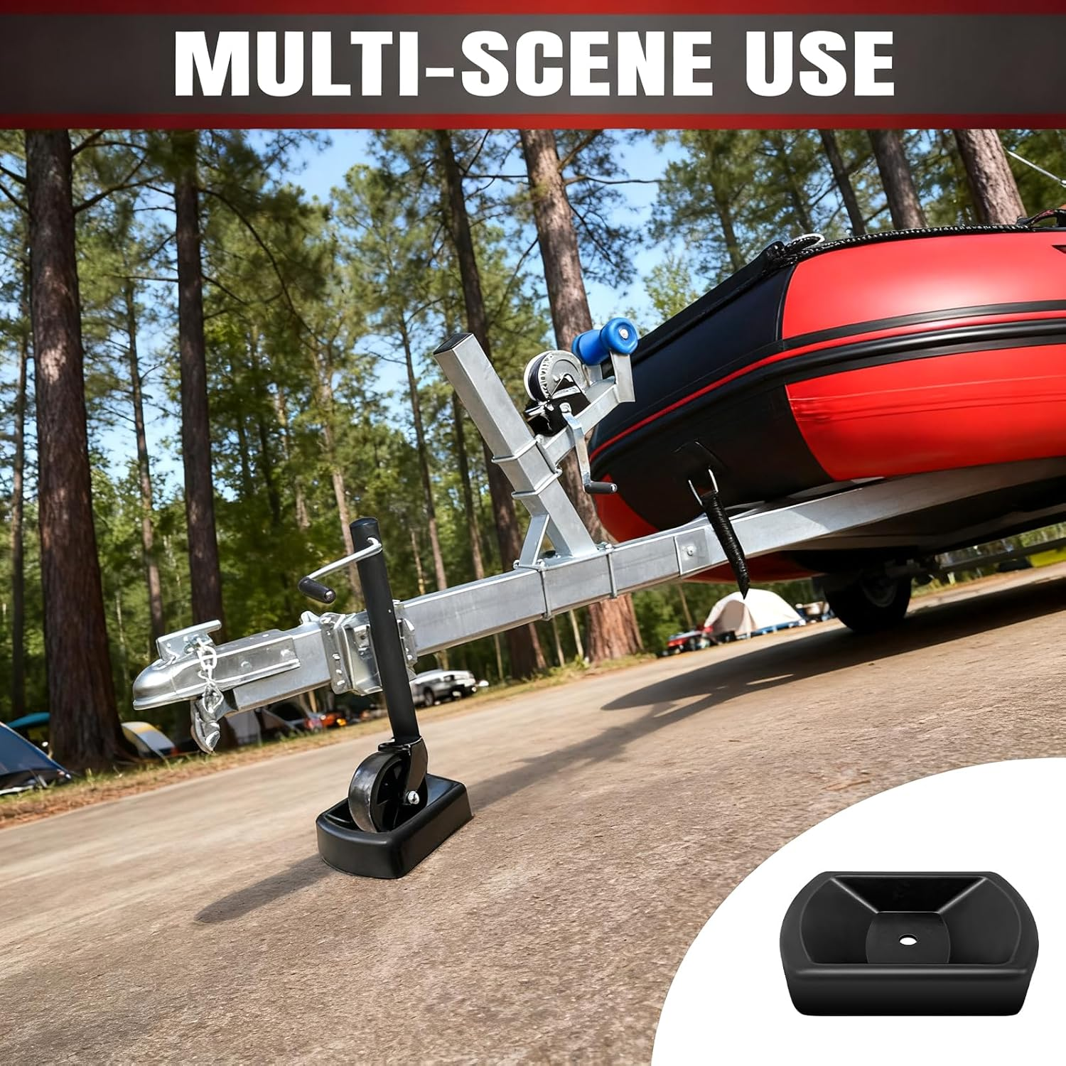 8" Trailer Jack Block &ndash; Heavy Duty Wheel Chocks for Trailer, RV & Motorcycle, Reinforced Rubber Stabilizer, Prevent Rolling, High Grip Wheel Chock for Trailers & RV image number 4