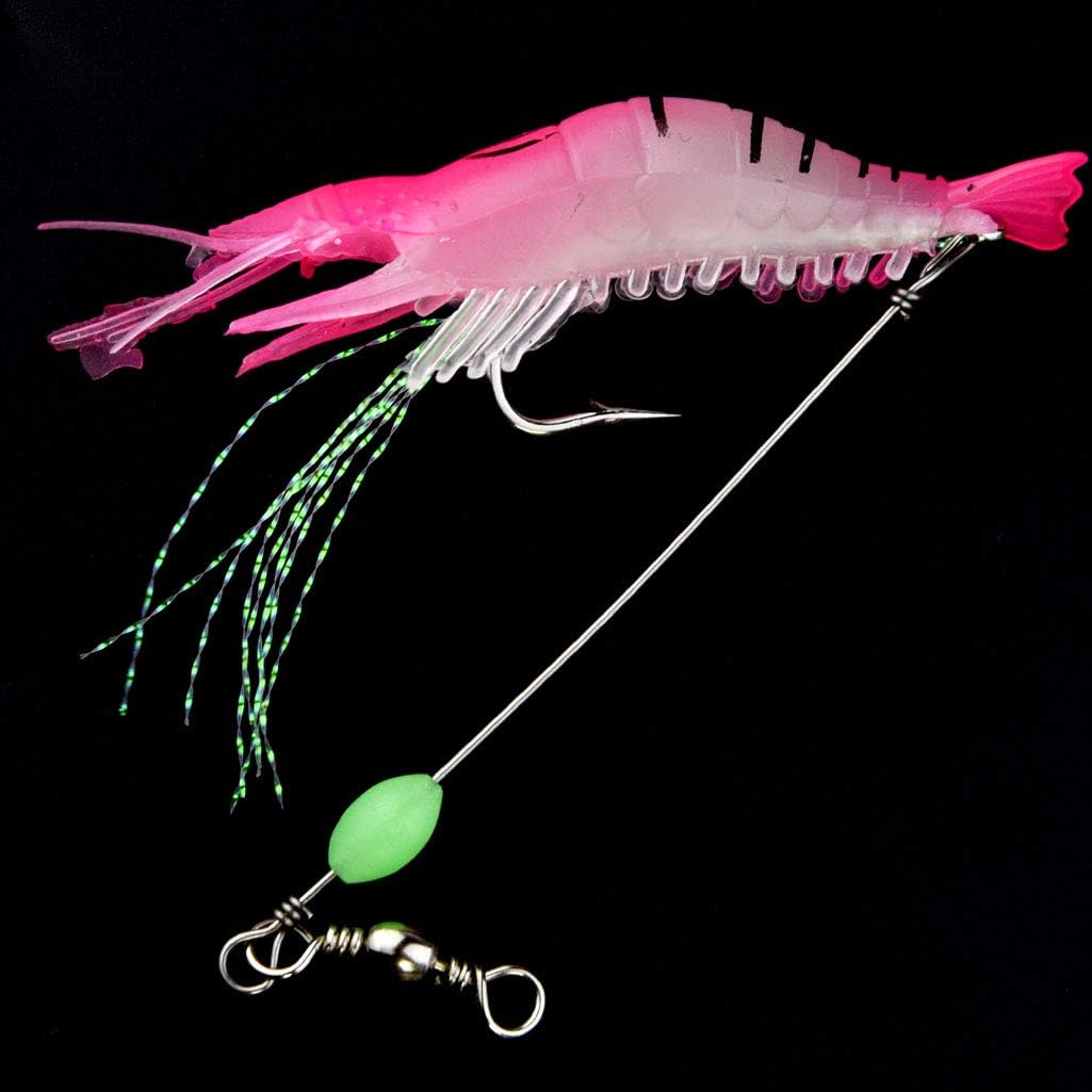 14Pcs Shrimp Bait Artificial Silicone Soft Baits Luminous Fishing Lure with Sharp Hooks Fishing Tackles Freshwater/Saltwater image number 1