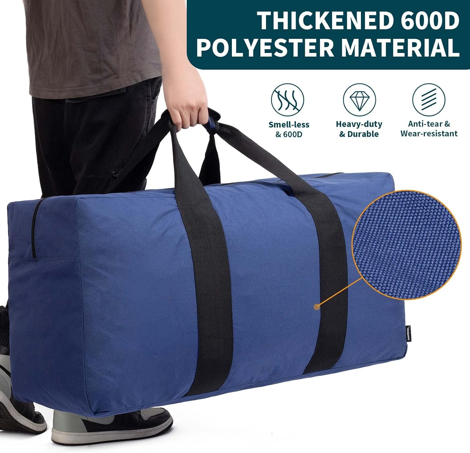 Vorspack Extra Large Duffle Bag for Travel - 100L/150L/200L Duffel Bag for Men Gear Bag for Storage Camping Overnight, Blue, 100L image number 2