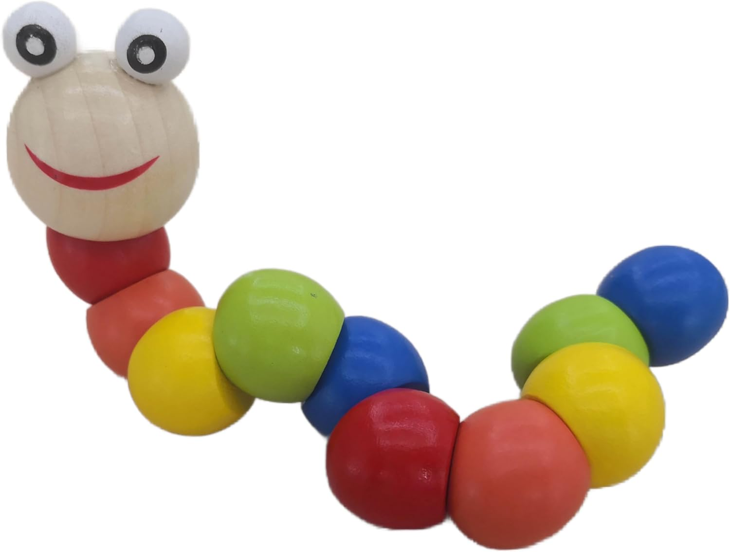 BEACENOV Wood Baby Toys 6-12 Months,Montessori Baby Development Toys,Wooden Baby Toys Twisting Caterpillar,Early Educational Toys for Baby Boys or Baby Girls Gifts, Rainbow Wooden Infant Toys (2Pack) image number 4