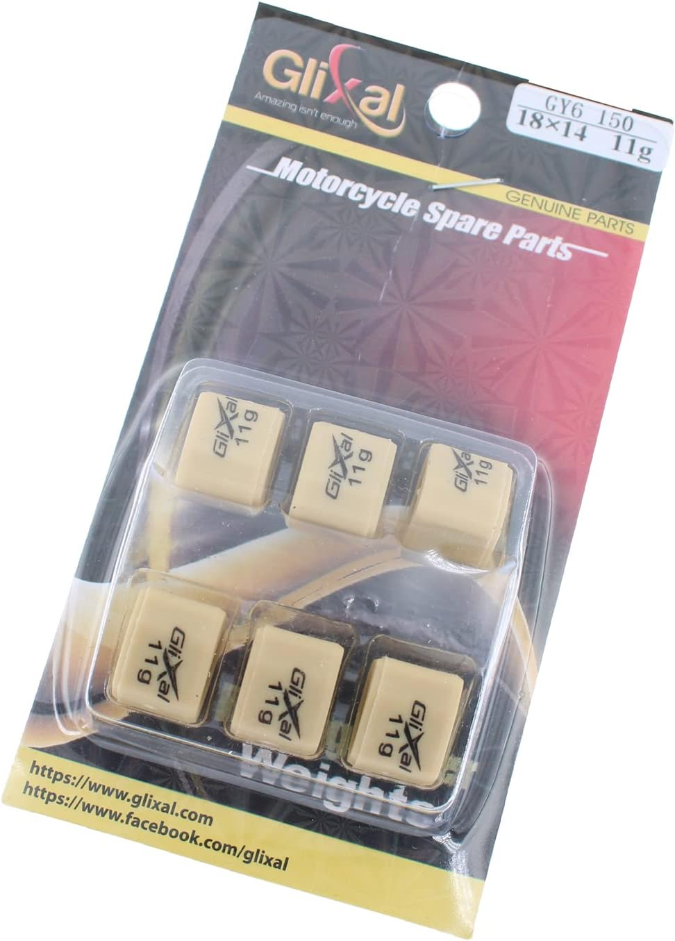 Glixal 18X14Mm High Performance Polygon Variator Sliders, Racing Sliding Roller Weights 152QMI 157QMJ GY6 125Cc 150Cc Scooter Moped ATV (11 Gram) image number 5