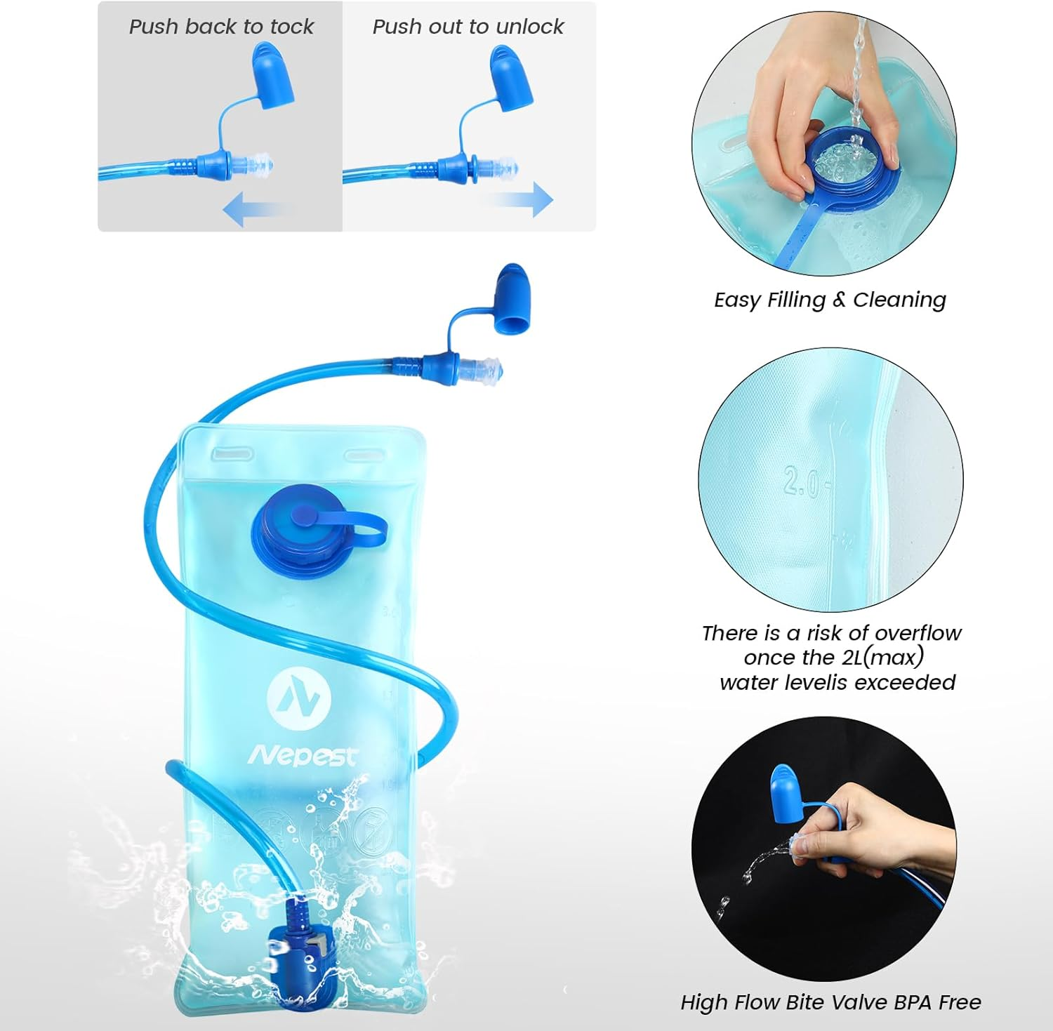 Nepest Hydration Backpack with 2L Water Bladder for Cycling, Water Backpack for Hiking Running, Lightweight Hydration Pack - Green image number 2