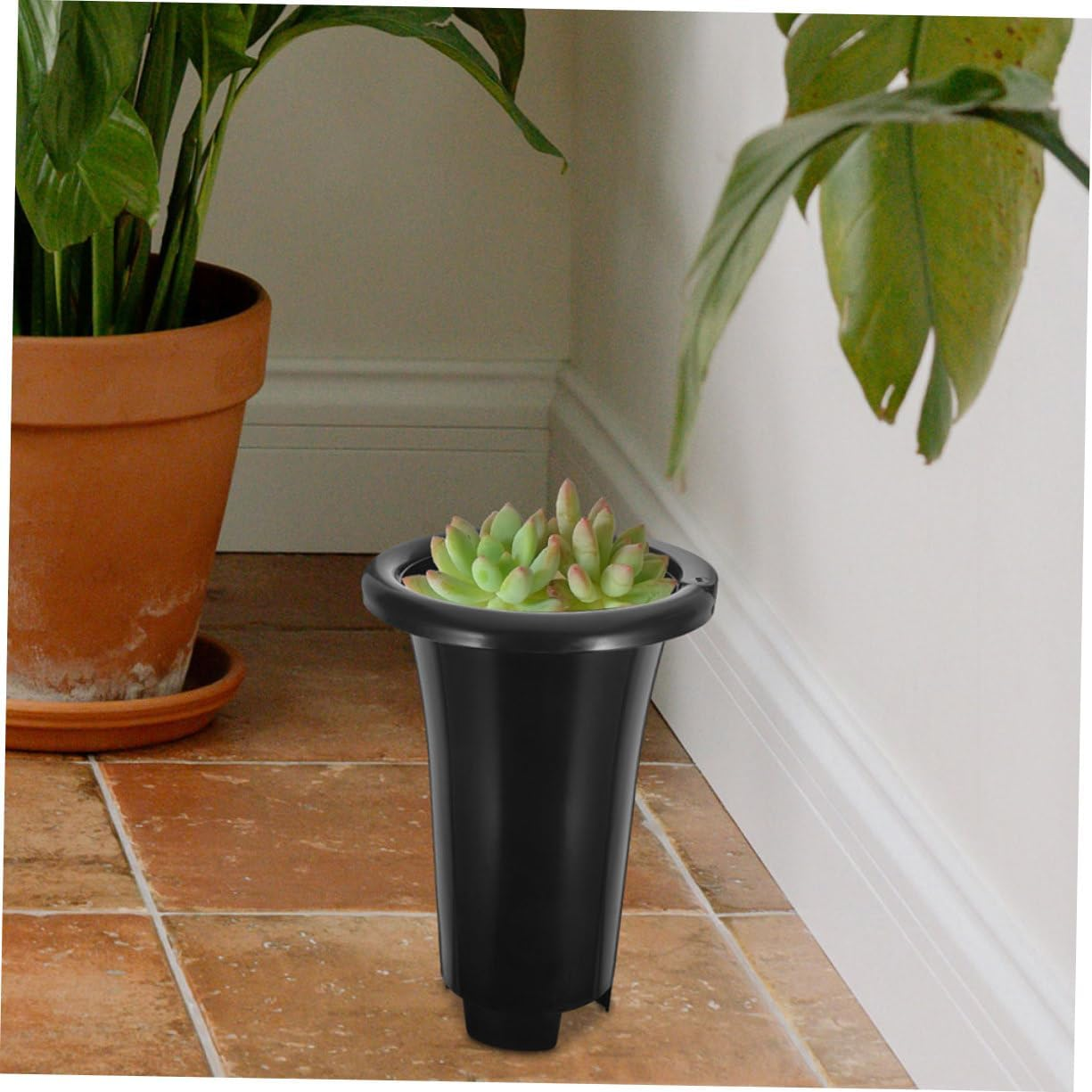 10Pcs Black Plastic Plant Cultivation Pots for Orchids, Extra Large round Nursery Pots with Enhanced Height and Thickness, Breathable Drainage Design for Indoor Gardening image number 2
