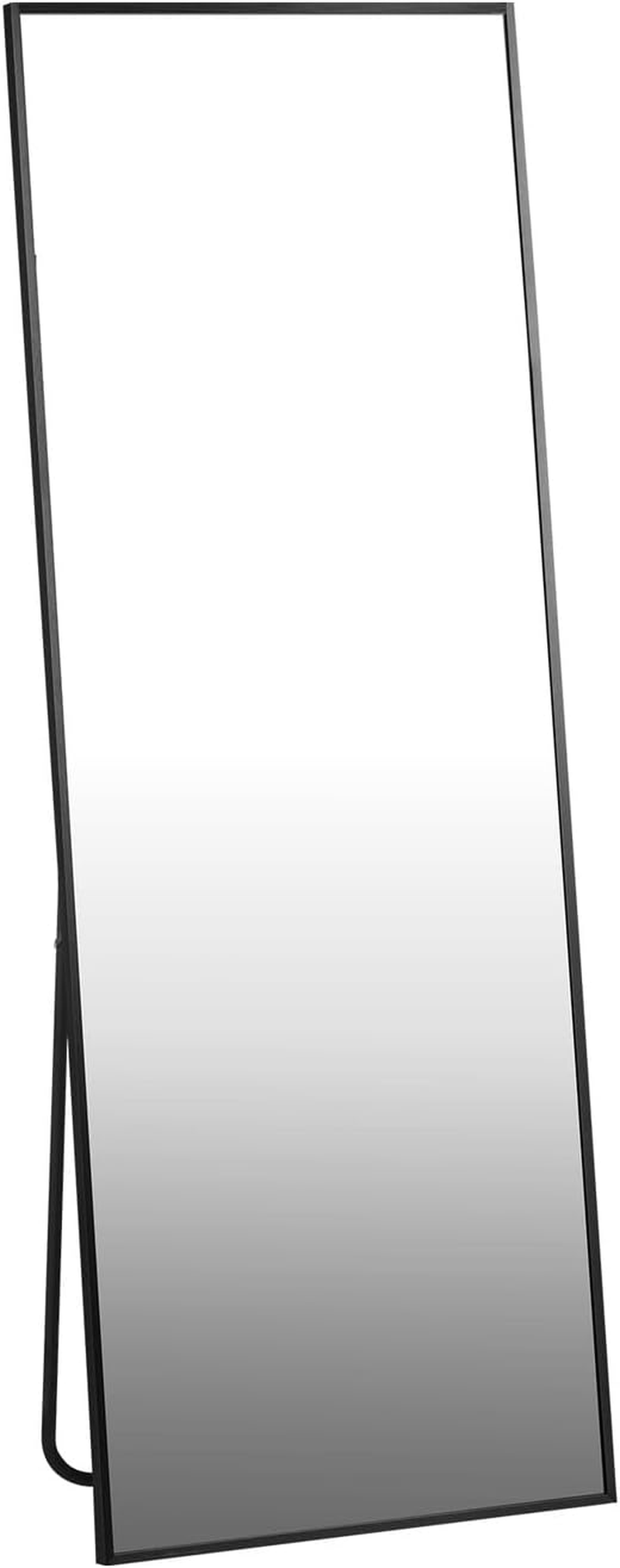 Oikiture 166 X 60Cm Full Length Mirror with Aluminium Frame and Non-Slip Edge Rectangle Floor Standing Mirror for Home Living Room Black image number 1