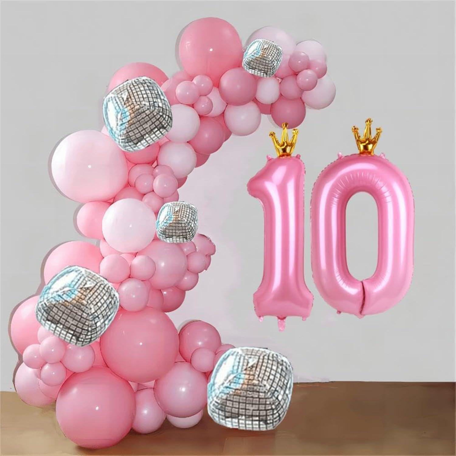 40 Inch Pink Number Balloon with Crown, Huge Giant Balloons Foil Mylar Number Balloons for Birthday Party Wedding Anniversary Decorations (Number 0) - Number 0 image number 5