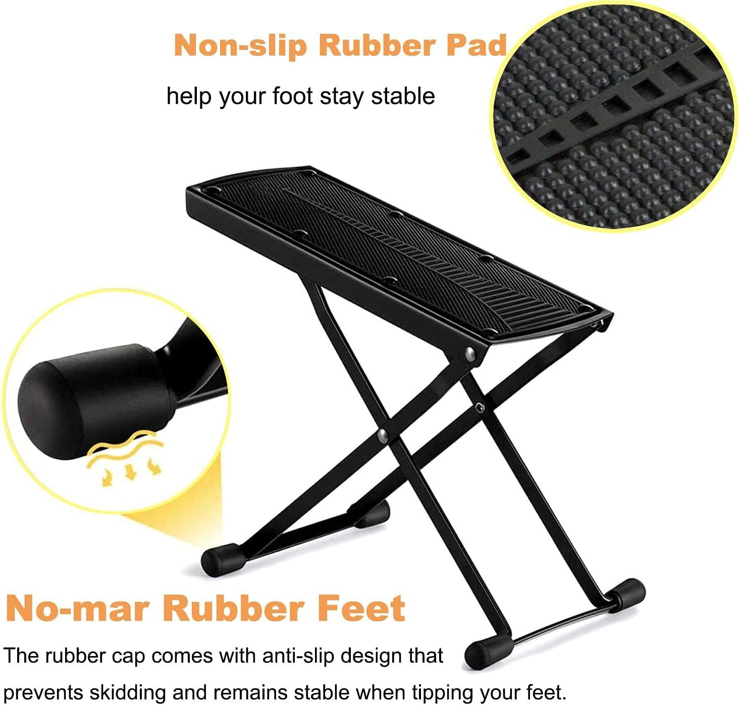 Ztohpyo Foldable Foot Rest, 6-Height Adjustable Spa Foot Stand, Non-Slip Sturdy Foot Care Stand for Easy Home Pedicures, Beauty Pedicure Stool Tool - White image number 3