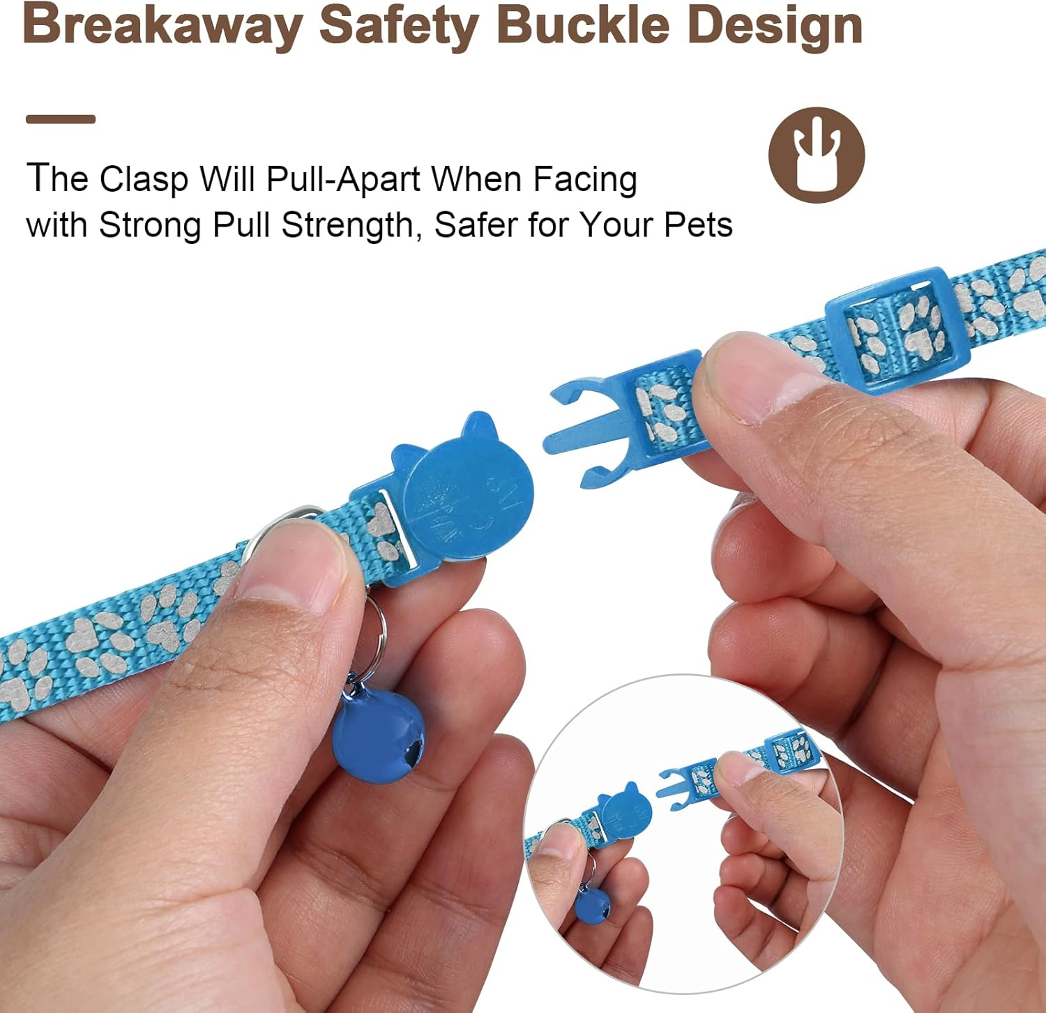 Airtag Cat Collar with Safety Buckle and Bell - Apple Air Tag Holder, Reflective 3/8" Width for Small Pets, Cats, Puppies, Kitten (Bluenew) image number 1