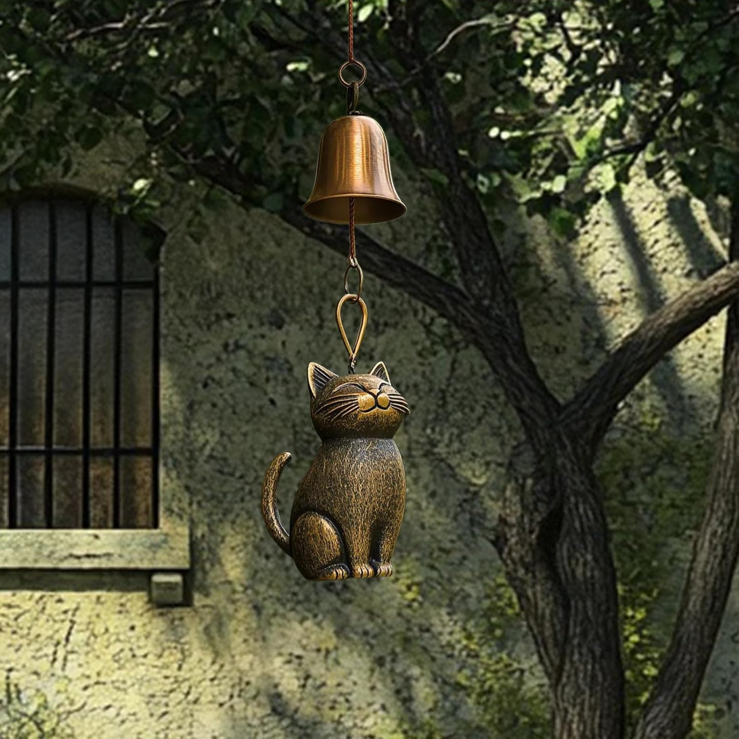 Animal Wind Chimes | Garden Cat Ornament Wind Chime | Elegant Animals Statue Decor outside Bells Pendant for Yard Home Balcony