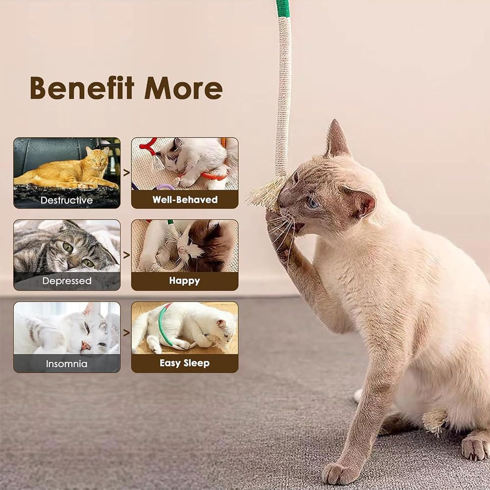 Generic Cat Toys Chew Ropes with Refillable Natural Catnip,27"" Extended Teeth Cleaning Cotton Rope Self Play Toy Interactive Cat Nip Kitty Toys for All Breeds (Orange) - Orange image number 2