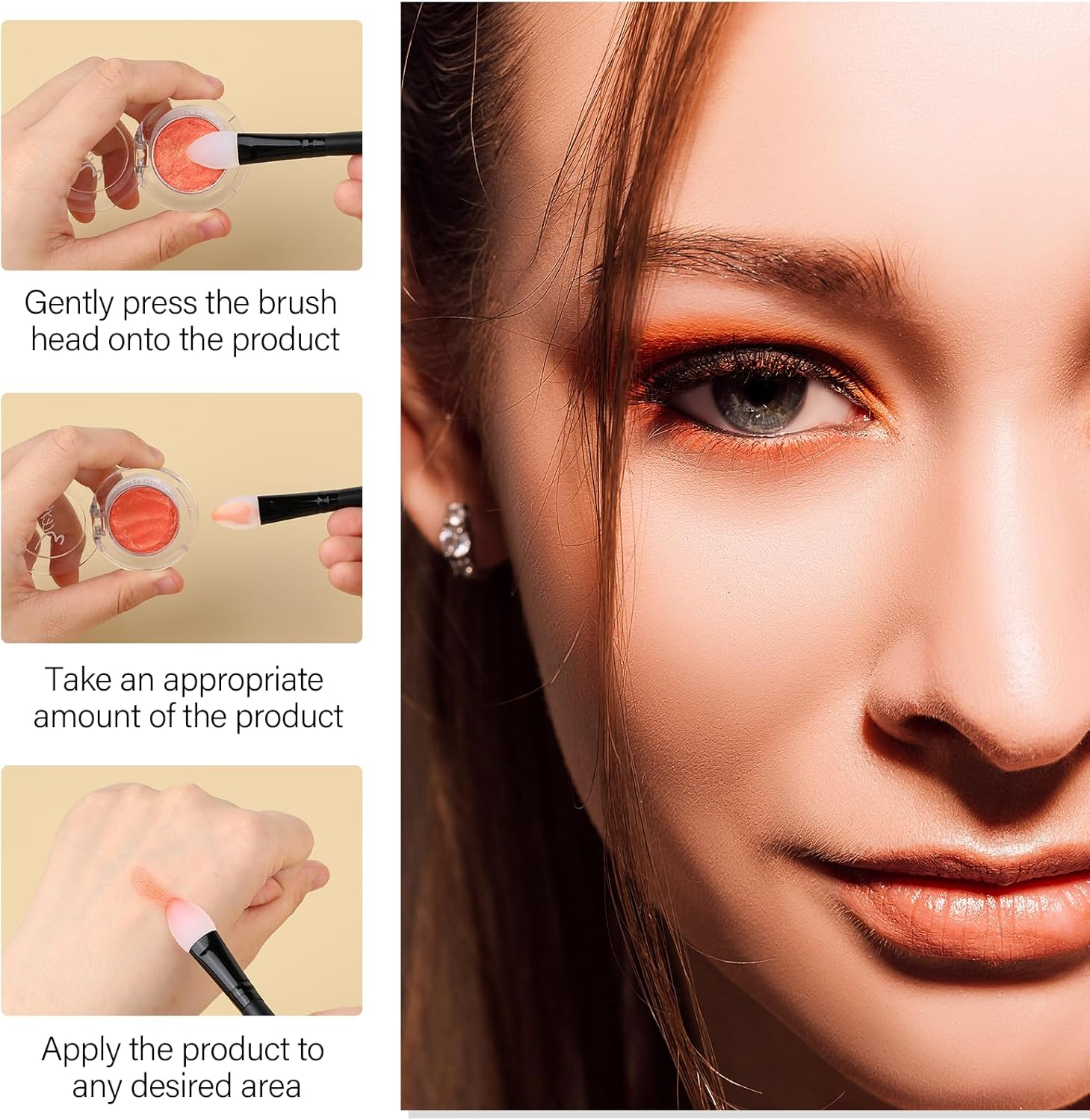 3 Pcs Silicone Shadow Brush Eyeshadow Applicators Eyeshadow Brush Lip Mask Makeup Brushes for Liquid Eye Shadow Applying Cream