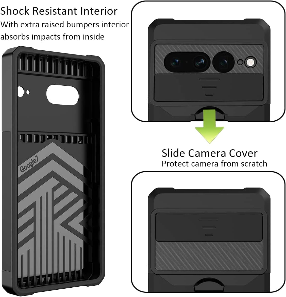 For Google Pixel 7 Pro Case with [Card Holder Slot][Stand Kickstand Ring][Sliding Window] Tough Slim Heavy Duty Defender Armor Shockproof Military Grade Dual Layer Pixel 7 Pro Case Cover image number 3