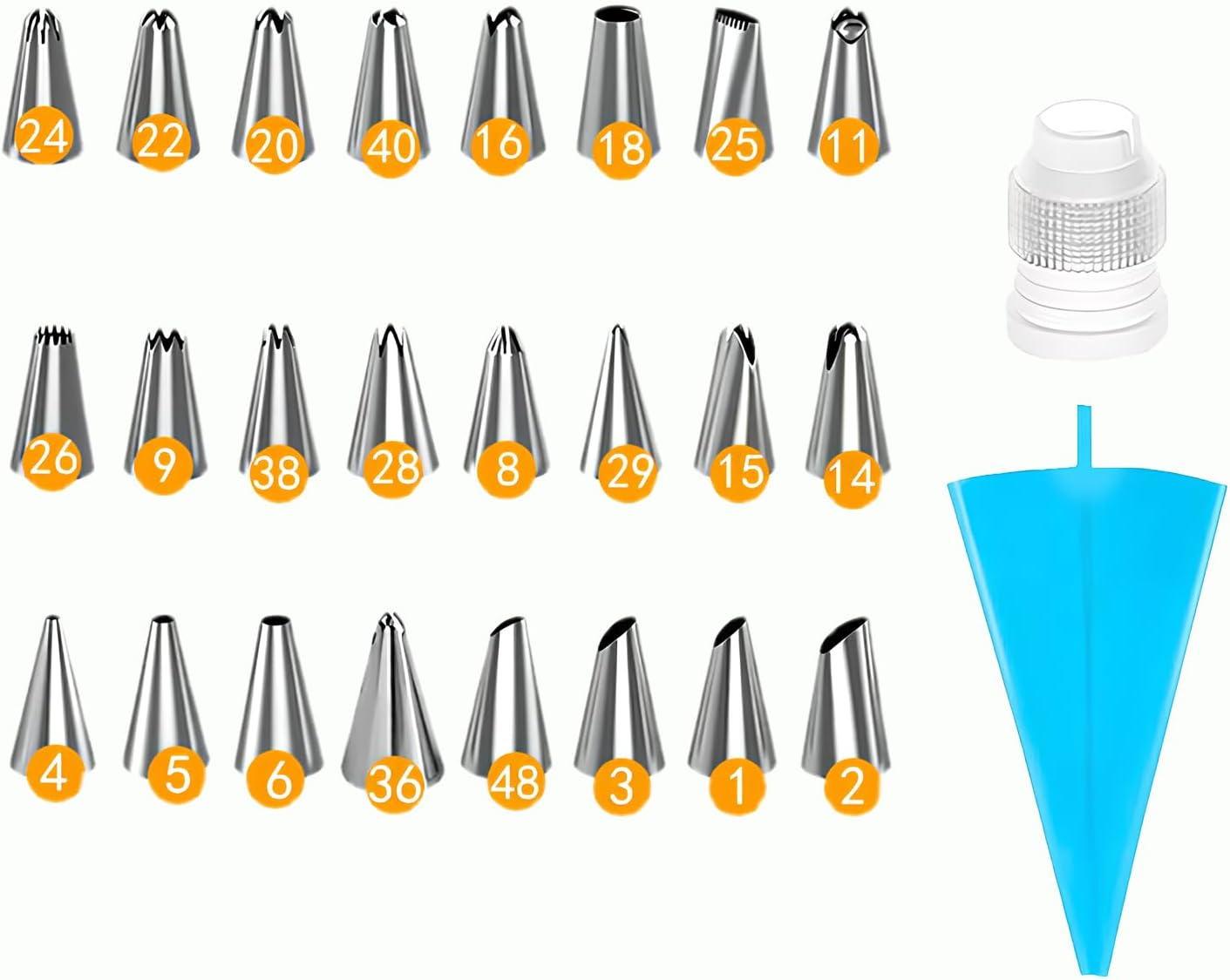 26Pcs of Piping Bags and Nozzles, Reusable Cake Decorating Kit,Piping Bag, for Baking Cookies, Paper Cups Cake Decorations, Piping Tips and DIY Cake Baking Tools image number 4
