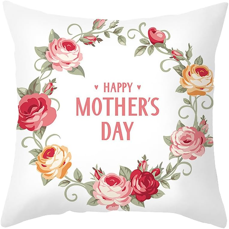 Grandma Mom Gifts for Mothers Day Pillow Cover 18X18 Decorative Flower Cushion Cover Creative Happy Mom&rsquo;S Day Pillowcase Gifts for Mommy Aunt Grandmother Granny Nanny from Kids Grandkids image number 4
