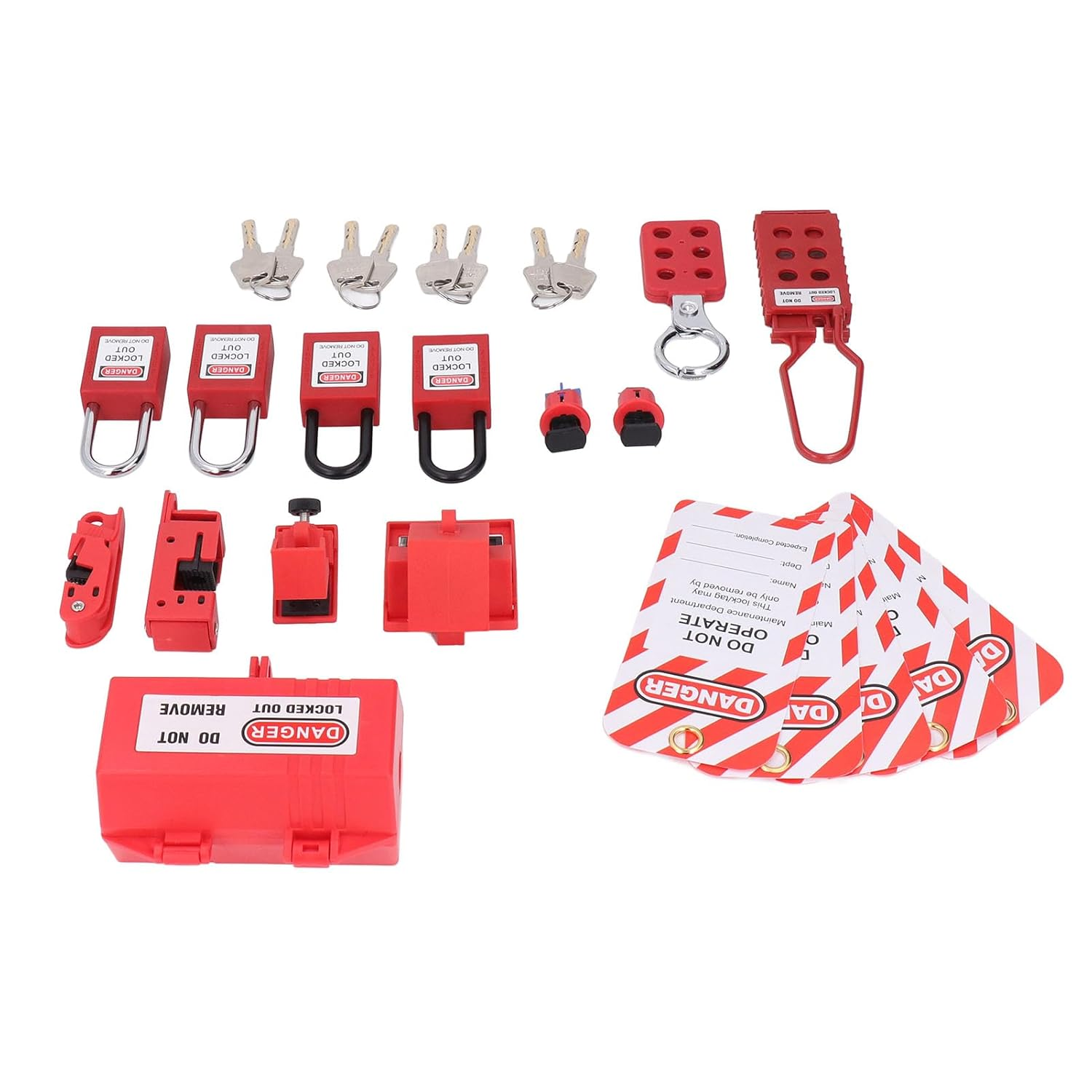 Electrical Lockout Tagout Kit, Circuit Breaker Lockout, Safety Locks with Hanging Tags Keys and Storage Bag for to Manage Electrical Equipment image number 2