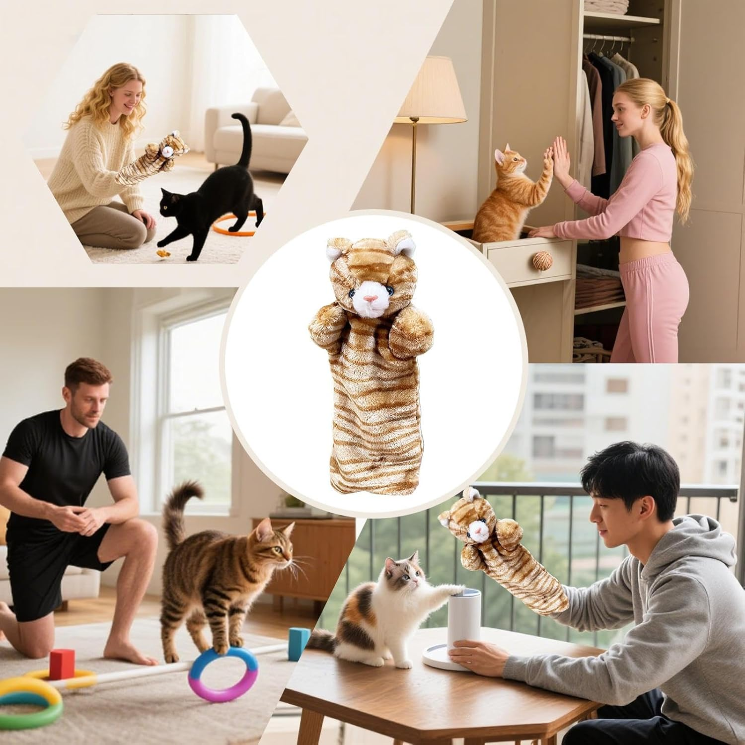 Cat Puppet Wrestler | Cat Rag Doll Wrestler | Sensory Stimulation Pet Kitten Hand Doll for Mental Stimulating Boredom Relief Entertainment Enrichment Indoor Exercise - Cat image number 4