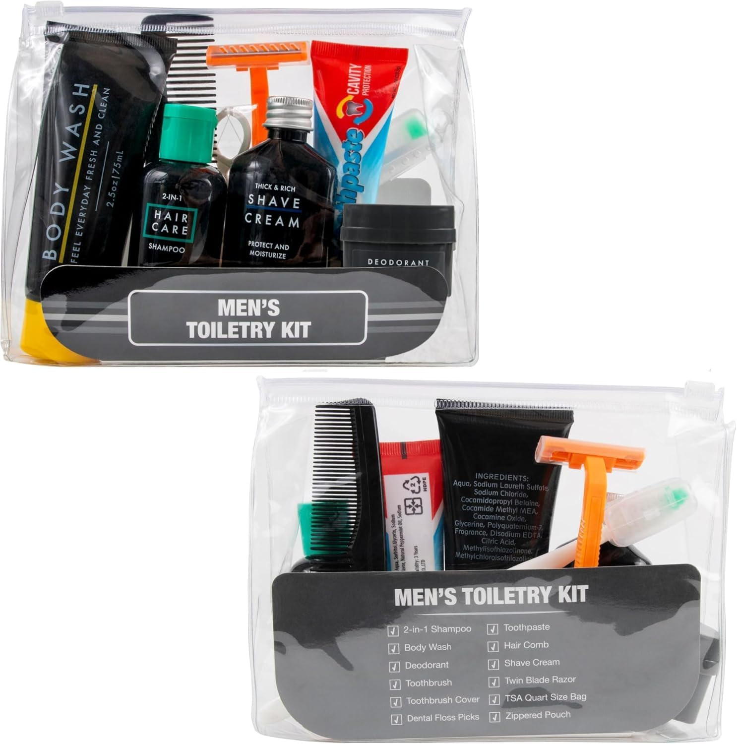 Men&rsquo;S Travel Toiletry Bag with Supplies, 13 Piece Travel Size TSA Compliant Oral Care and Grooming Essentials Kit image number 4