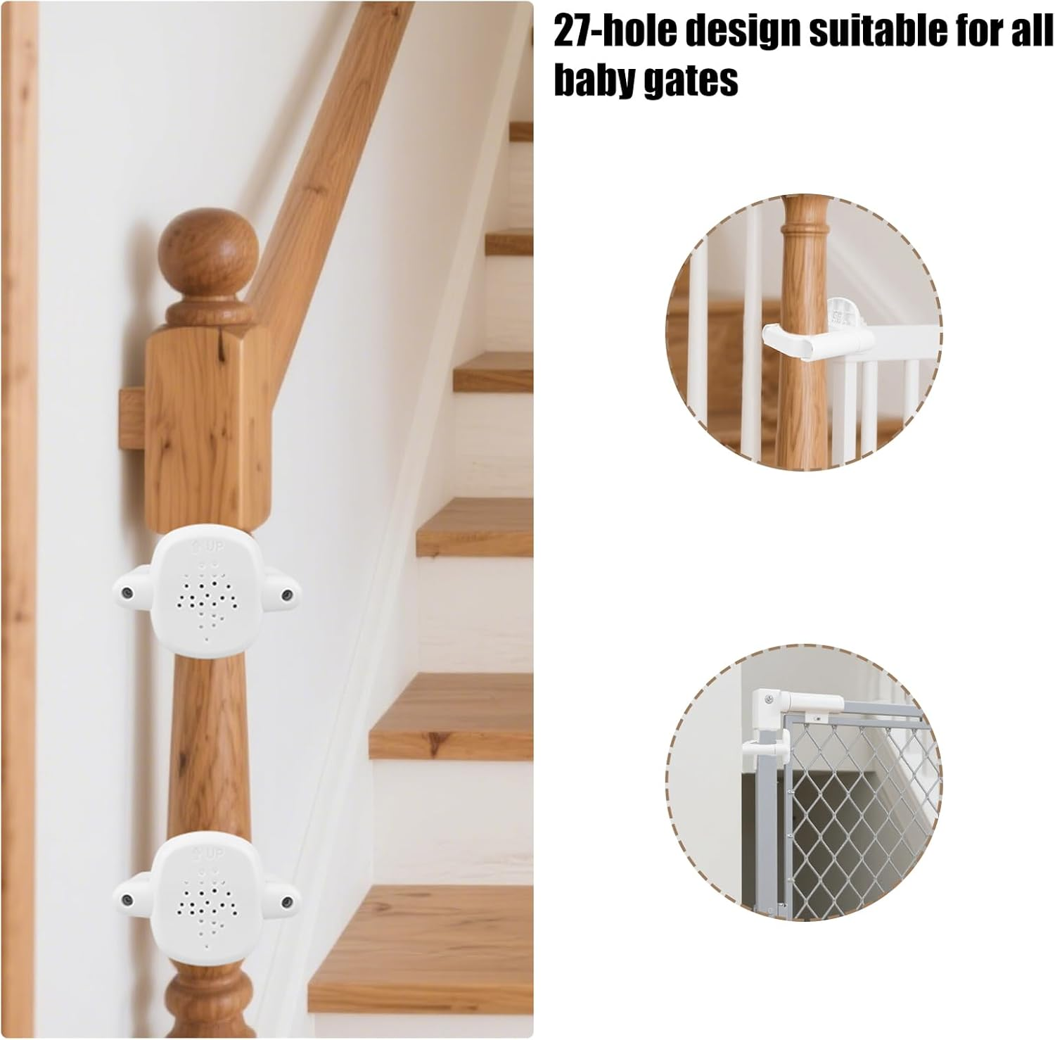 2Pcs Baby Gate Banister Adapter, Durable Stairway Gate Mounting Kit Practical Safety Stair Adapter Post Fitting Kit Suitable for Various Stair Handrails image number 6