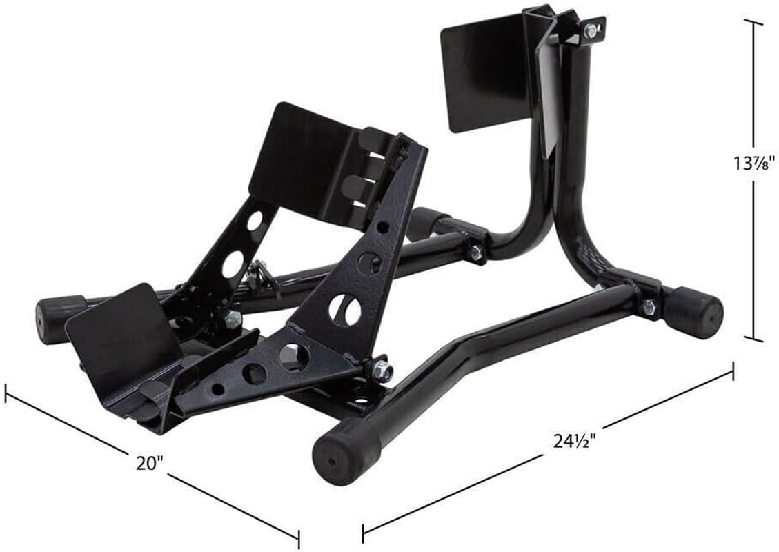 TDR Heavy Duty Steel Motorbike Front Stand Adjustable Wheel Chock Paddock Lock Storage 680Kg Capacity Fits 16 to 19 Inch Motorcycle Tires