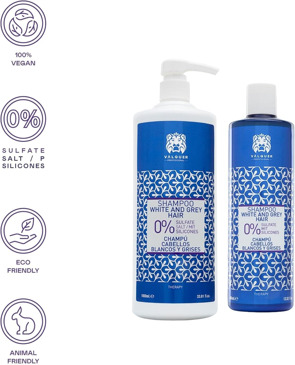 V&aacute;lquer Shampoo for White and Grey Hair 1000 Ml image number 5