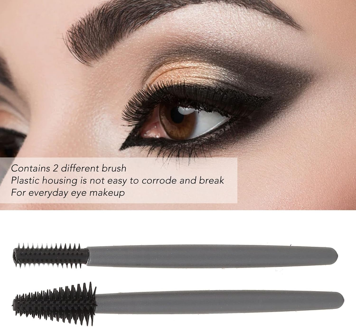 Portable Mascara Brush, Silicone Material Eyelash Brush Set Dustproof Box for Home (Gray) image number 6