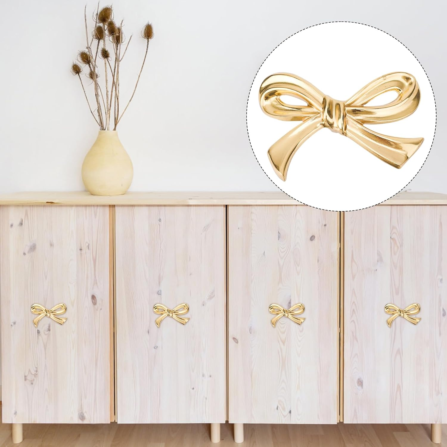 2Pcs Bow Dresser Knobs, Gold Dresser Knobs Gold Bow Knobs Vintage Dresser Knobs Gold Drawer Knobs Cupboard Pull Handles Decorative Bow Knobs for Cabinet Cupboard Wardrobe image number 5