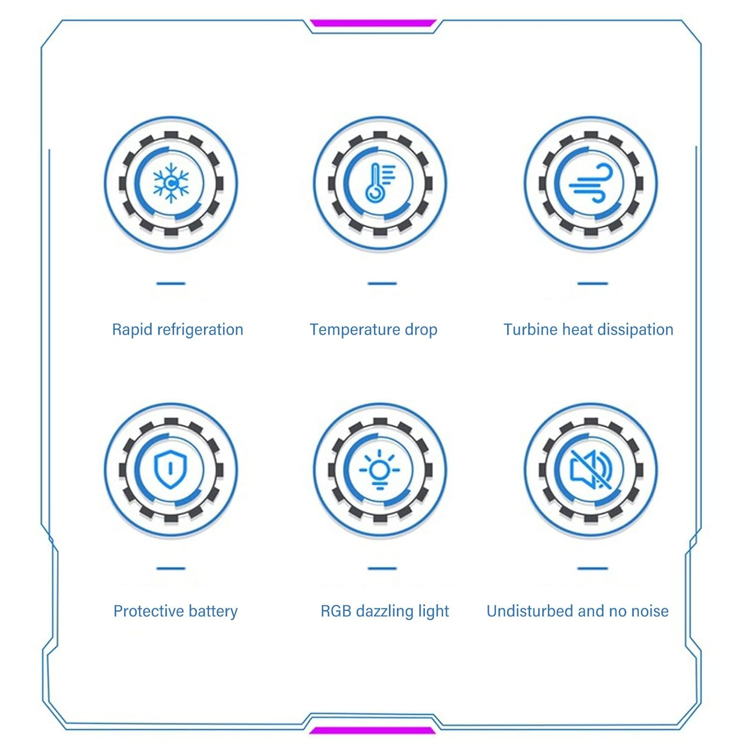 Phone Cooler Dual-Core Semiconductor Cooling Cell Phone Cooling Fan with Low-Noise Turbine, for 2.6-3.5In Phones image number 3