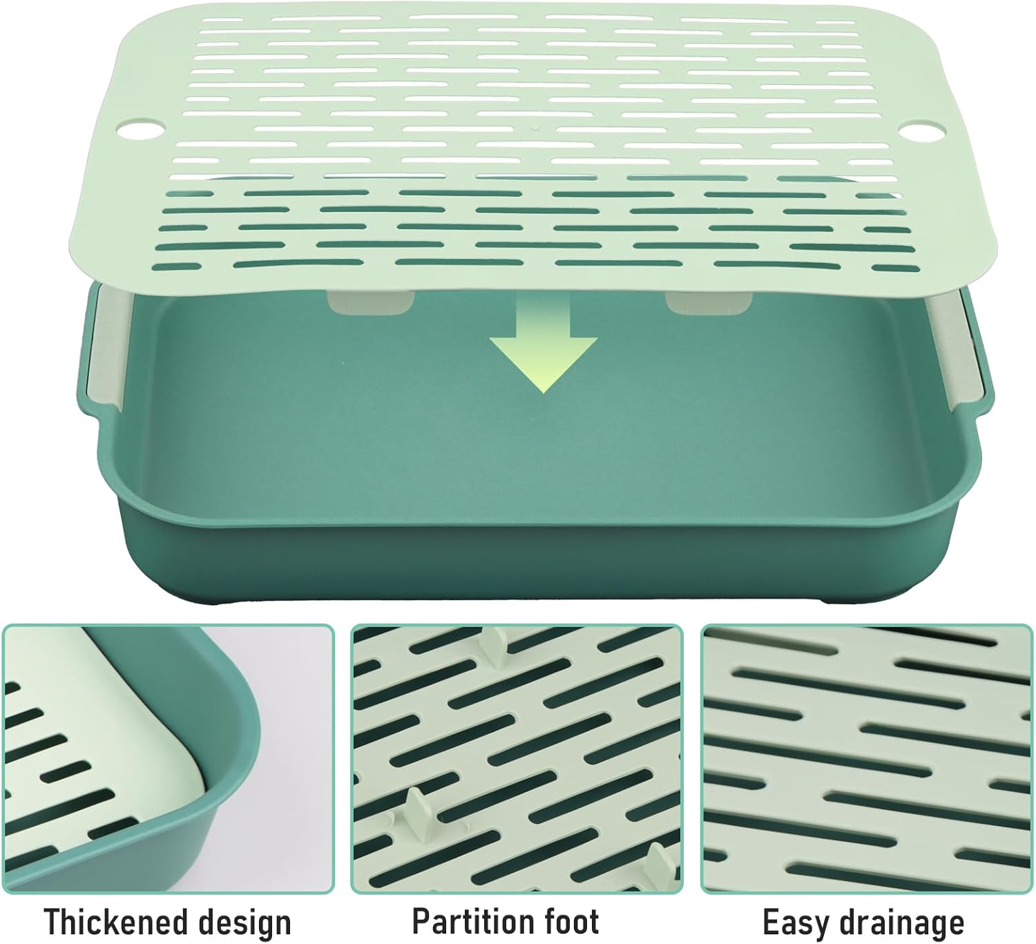 Tray, Rabbit Toilet, Rabbit Toilet, Cat Litter Tray, Large, Toilet Corner for Small Animals, Rabbits, Guinea Pigs (Green-Large) image number 1