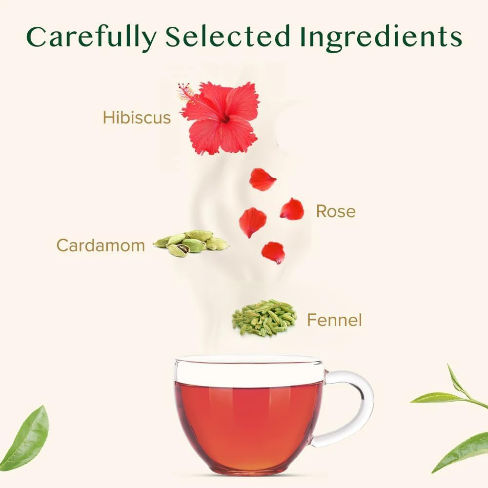 VAHDAM, Hibiscus Rose Herbal Tea Bags (100 Count) Caffeine Free, Non GMO, Gluten Free Hibiscus Tea | Floral Flavor Tisane - Hibiscus Rose Petals & Exotic Spices | Resealable Ziplock Pouch image number 1