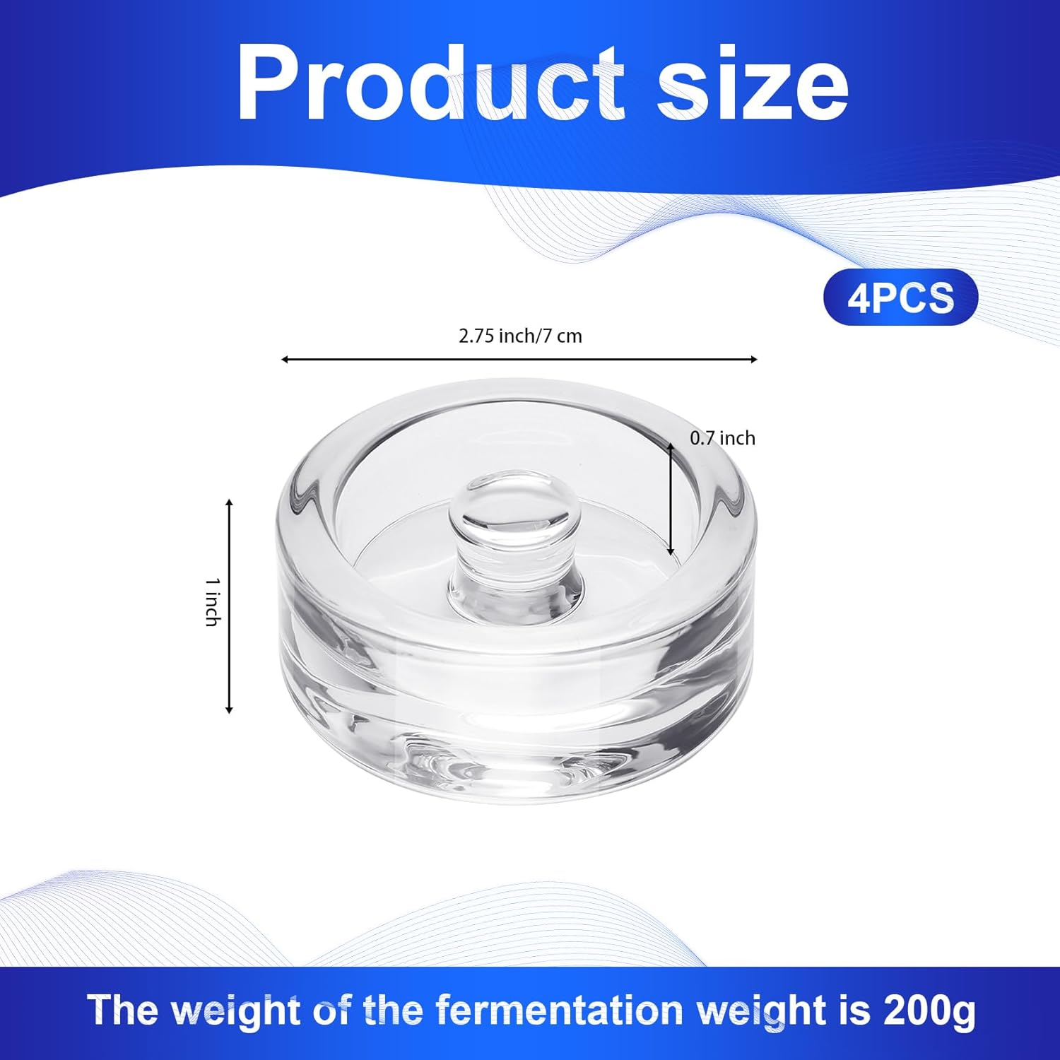 Hcskoss 4 Pack Glass Fermentation Weights for Fermenting with Easy Lift Handles Fermentation Glass Weights for Wide Mouth Mason Jar,Suitable for Fruits,Dishwasher Safe,Each at 200G image number 1