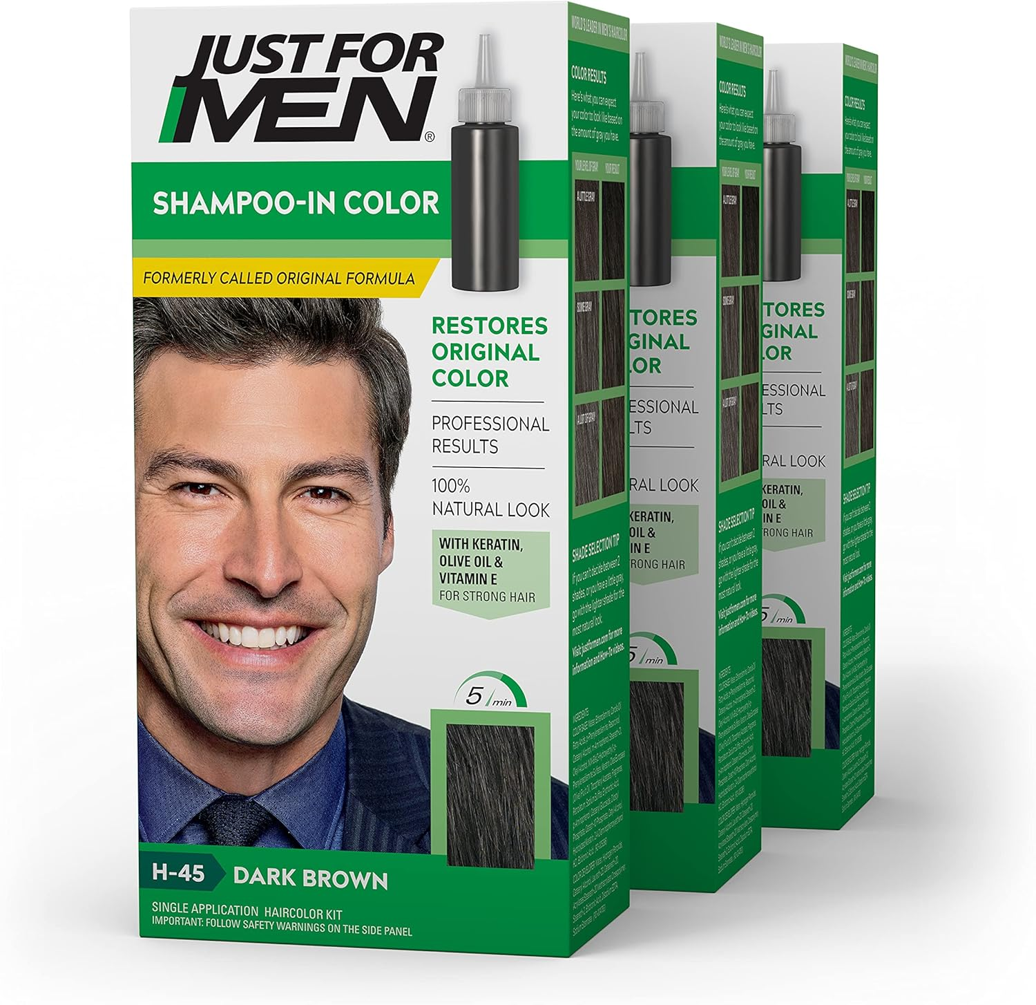 Just for Men Original Formula Men'S Hair Color, Ash Brown (Pack of 3)