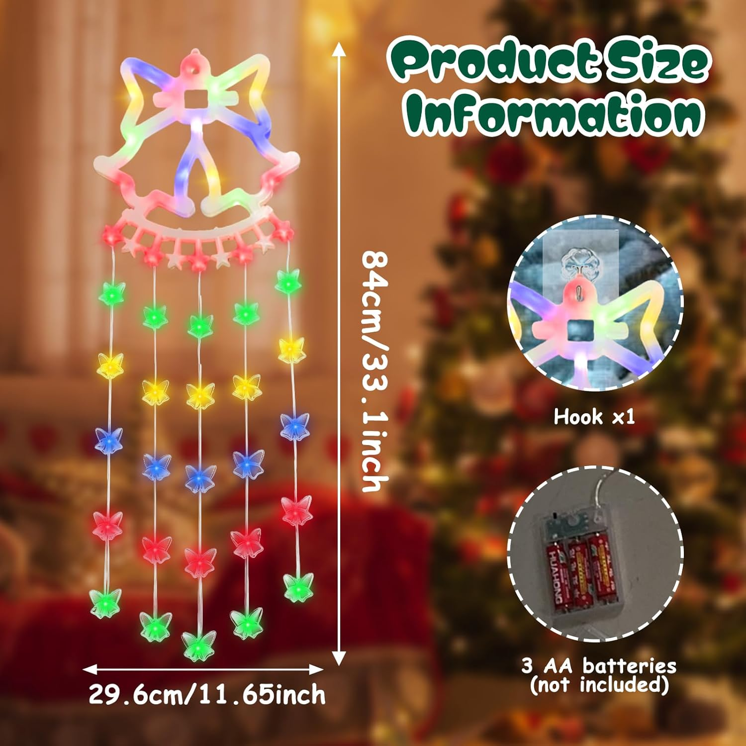 Christmas Lights Window Indoor Christmas Lights Christmas Bell Ladder Fairy Lights Fairy Lights Christmas Illuminated Christmas Decoration for Windows Garden