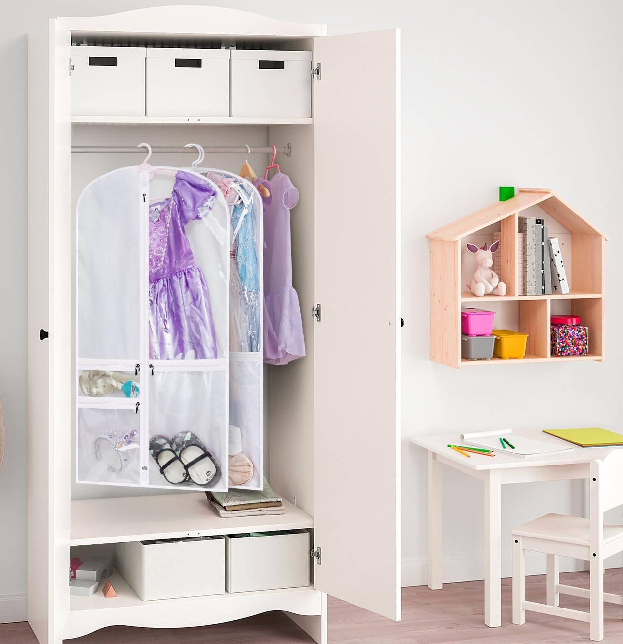 Kimbora Costume Dance Garment Bag with 3 Clear Zipper Pockets for Suits Dress Cover, Travel & Competitions Protector, Set of 2 - Purple image number 4