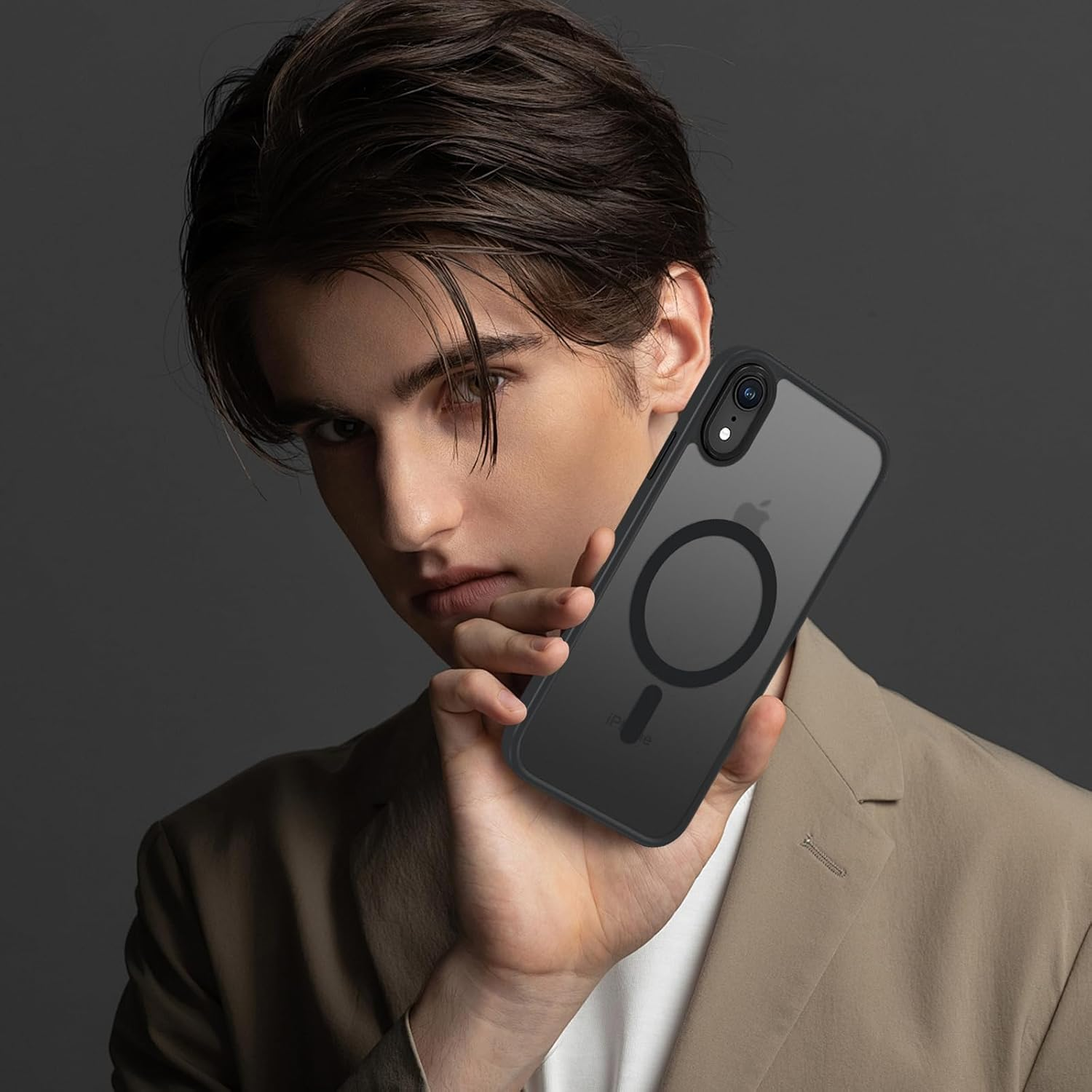 ROUMAYMAY for Iphone XR Case, Magnetic Case [Compatible with Magsafe] Military Grade Protective Slim Translucent Matte Skin Smooth Phone Case for Iphone XR Cover, Black image number 2